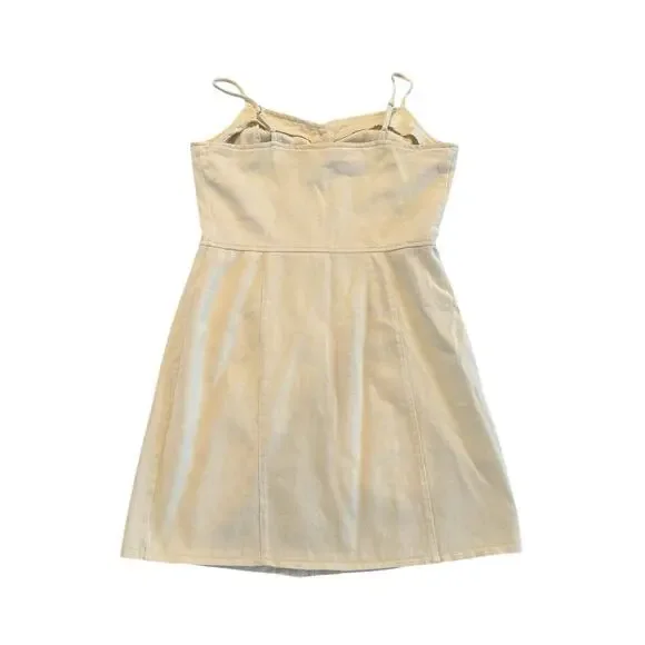 She+Sky Boutique Brand Denim Cream Button Up Strappy Mini Dress Medium NWT - Picture 5 of 5